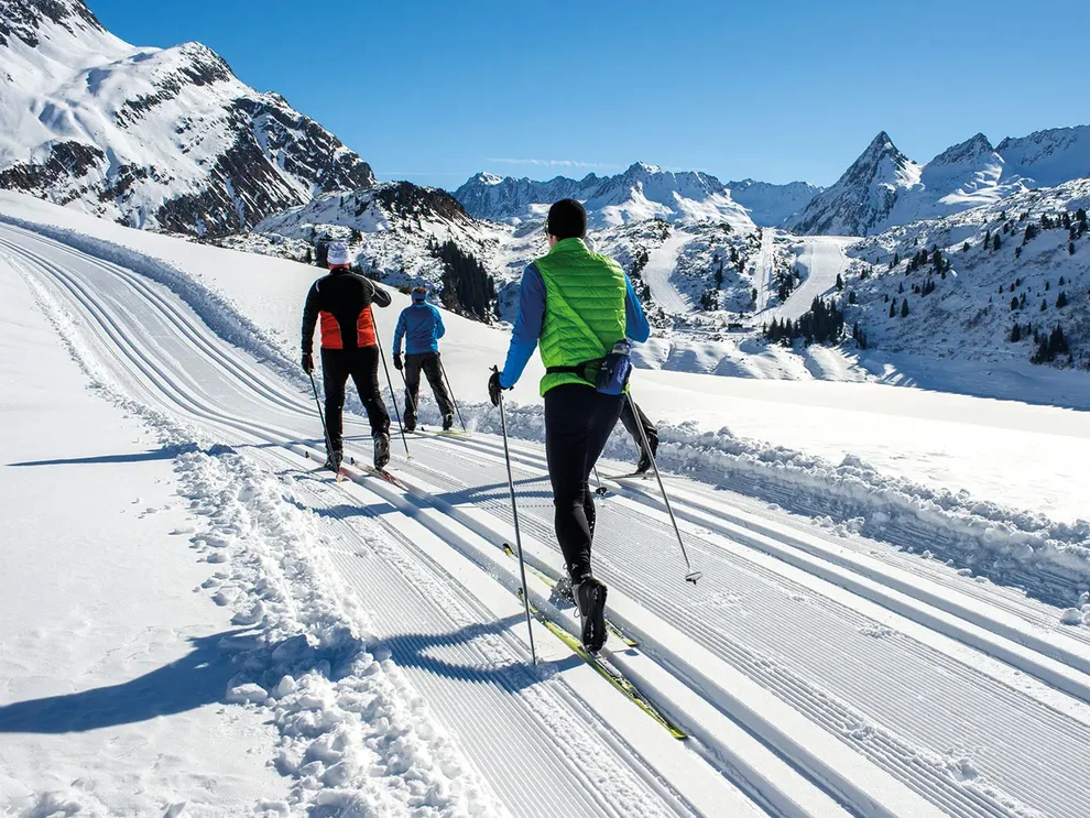 Cross-Country Skiing in the Winter Landscape of Ischgl